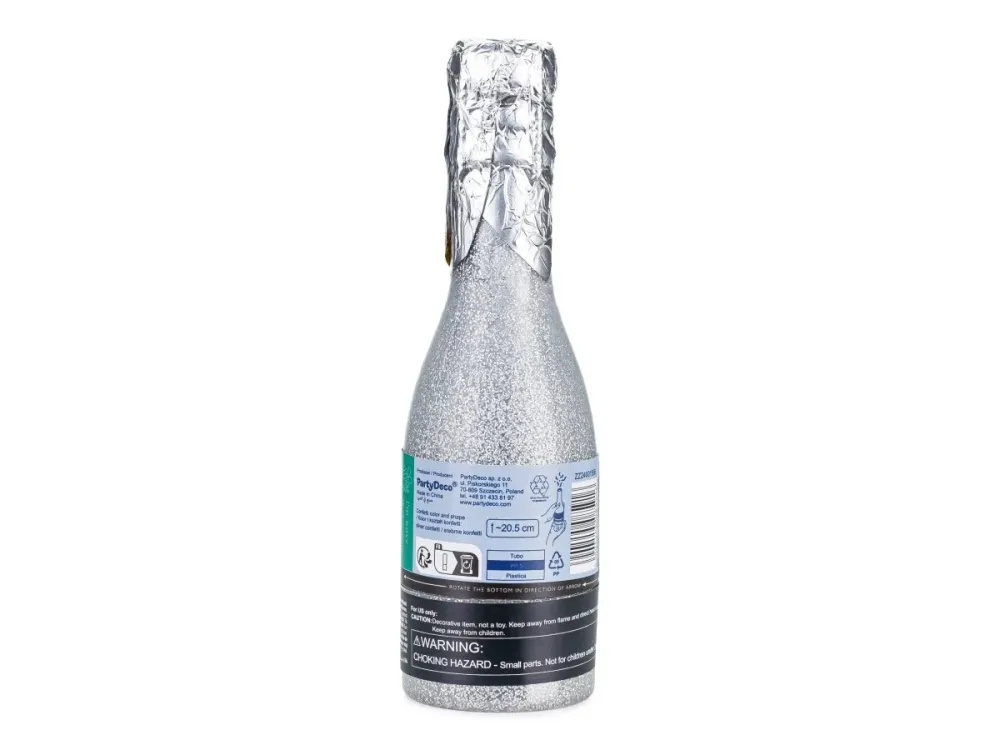 Hopeinen konfettitykki Champagne 20.5cm