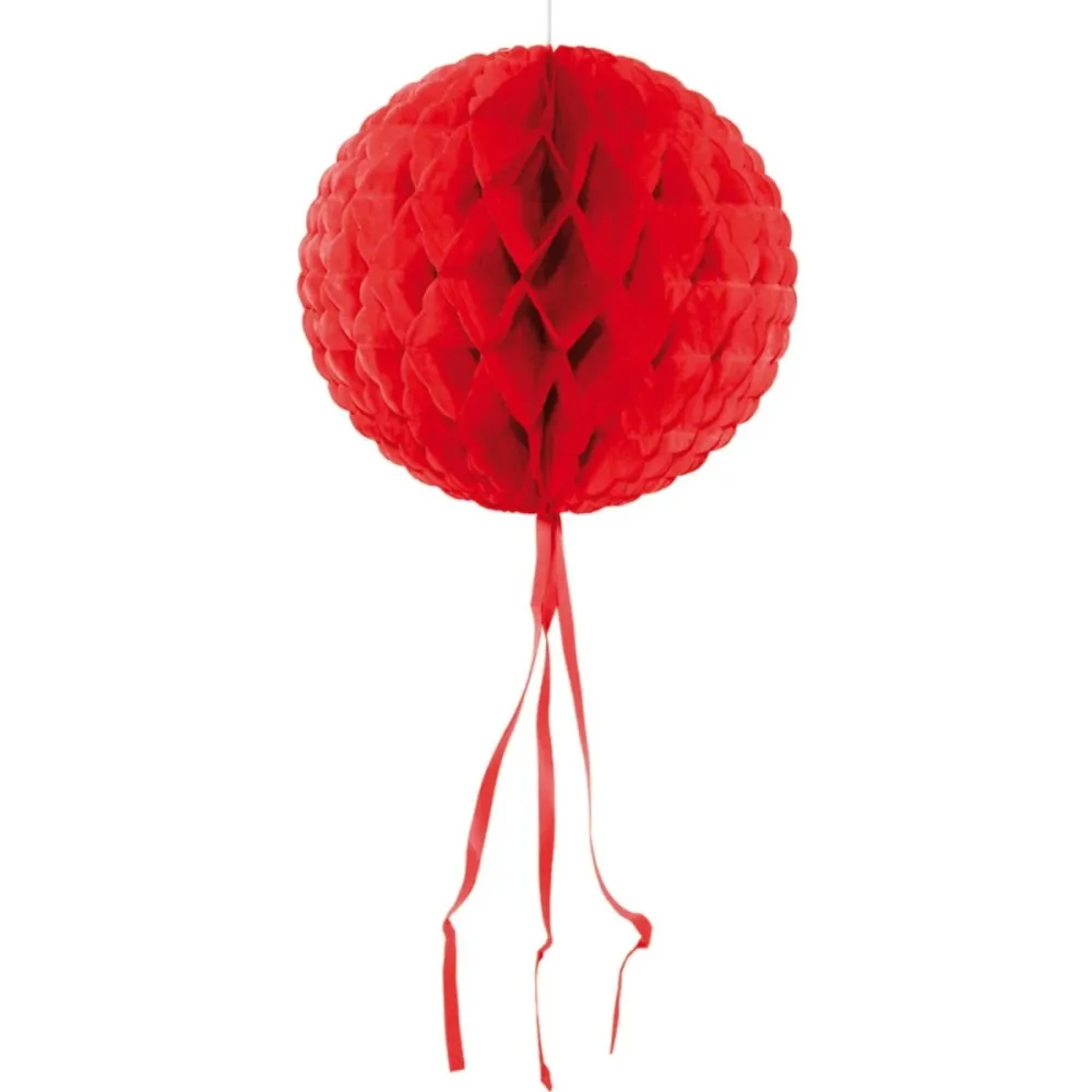 Hunajakennopallo punainen hapsut 30cm