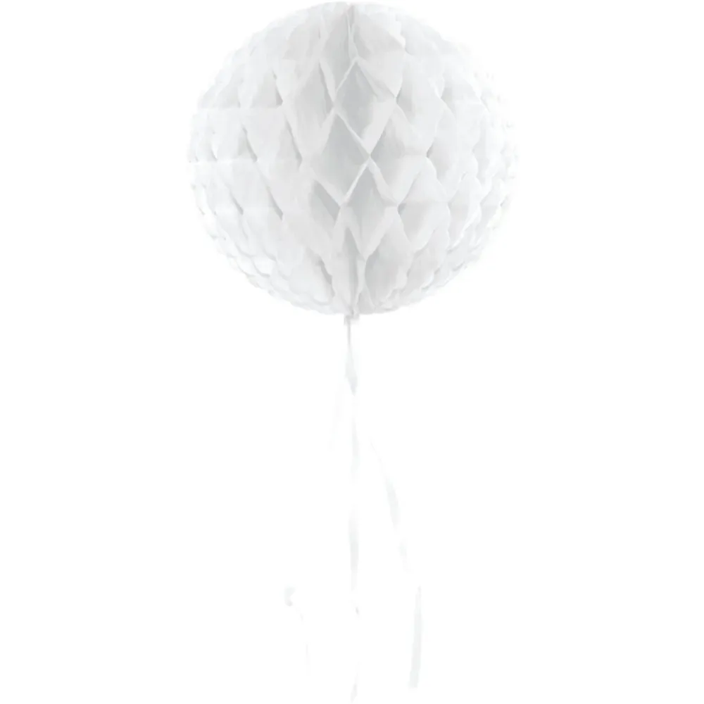 Hunajakennopallo valkoinen hapsut 30cm