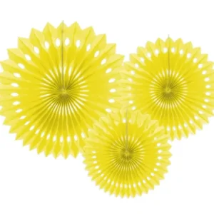 Keltaiset paperiviuhkat 20cm 3kpl