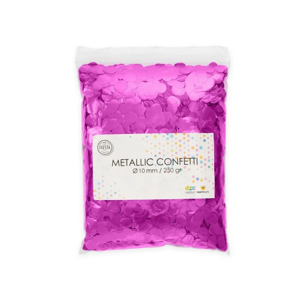 Konfetti pyöreä metallinen fuksia 10mm