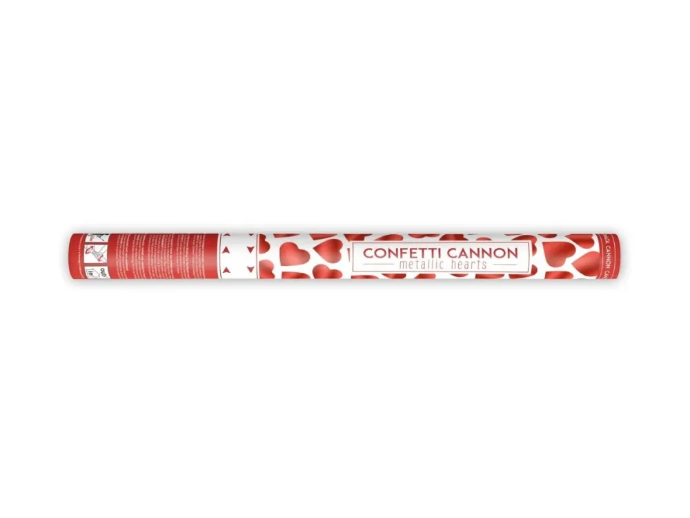 Konfetti tykki sydämet punainen 60cm