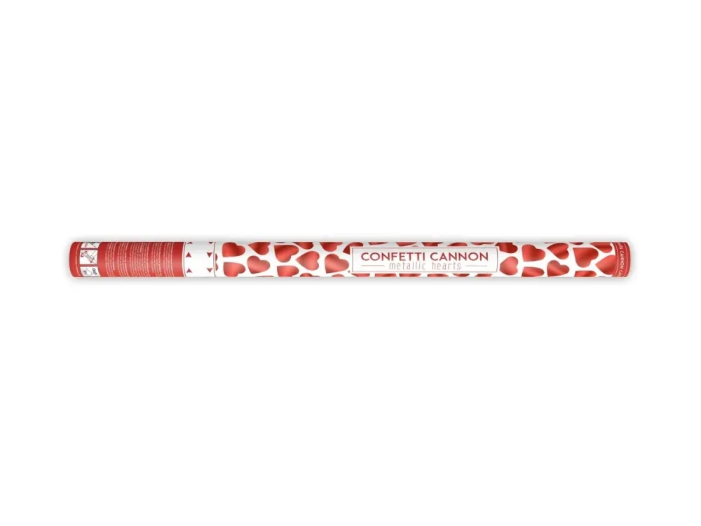 Konfetti tykki sydämet punainen 80cm