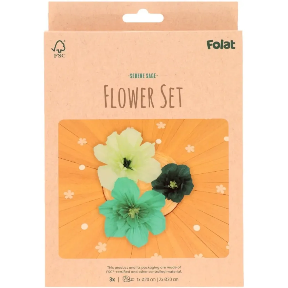 Kukat pöydän koristelu vihreä 30cm 3kpl