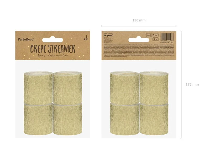 Kultainen Garlands kreppirulla 5cm 10m 4kpl 4kpl