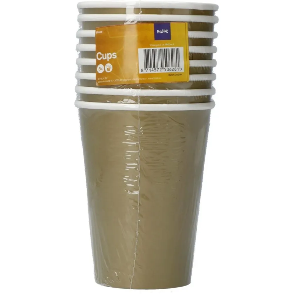 Kultaiset kupit pahvi 350ml 8kpl
