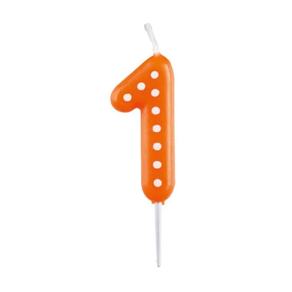 1 kynttilä Oranssit pisteet 6.5cm