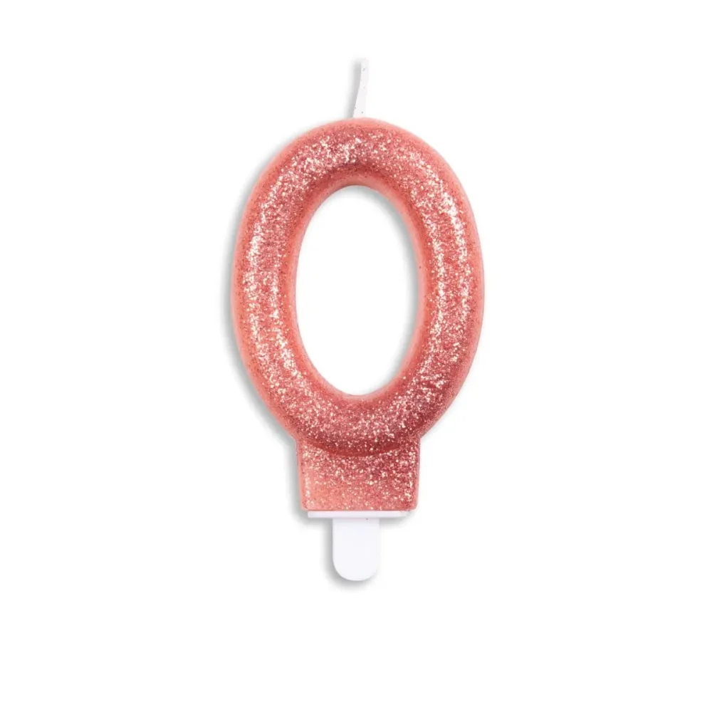 Kynttilä 0 vuosi Rose Gold Glitter 7cm
