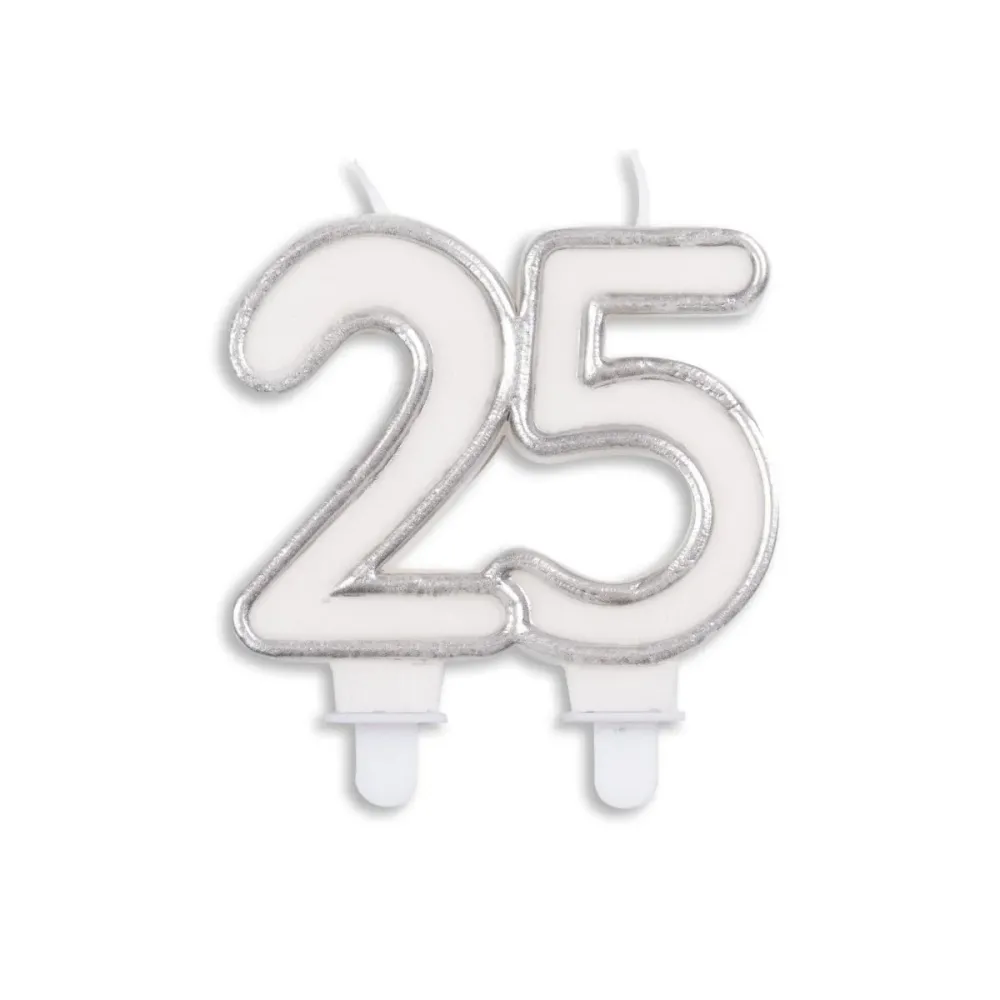 Kynttilä 25 vuotta Hopea 7cm
