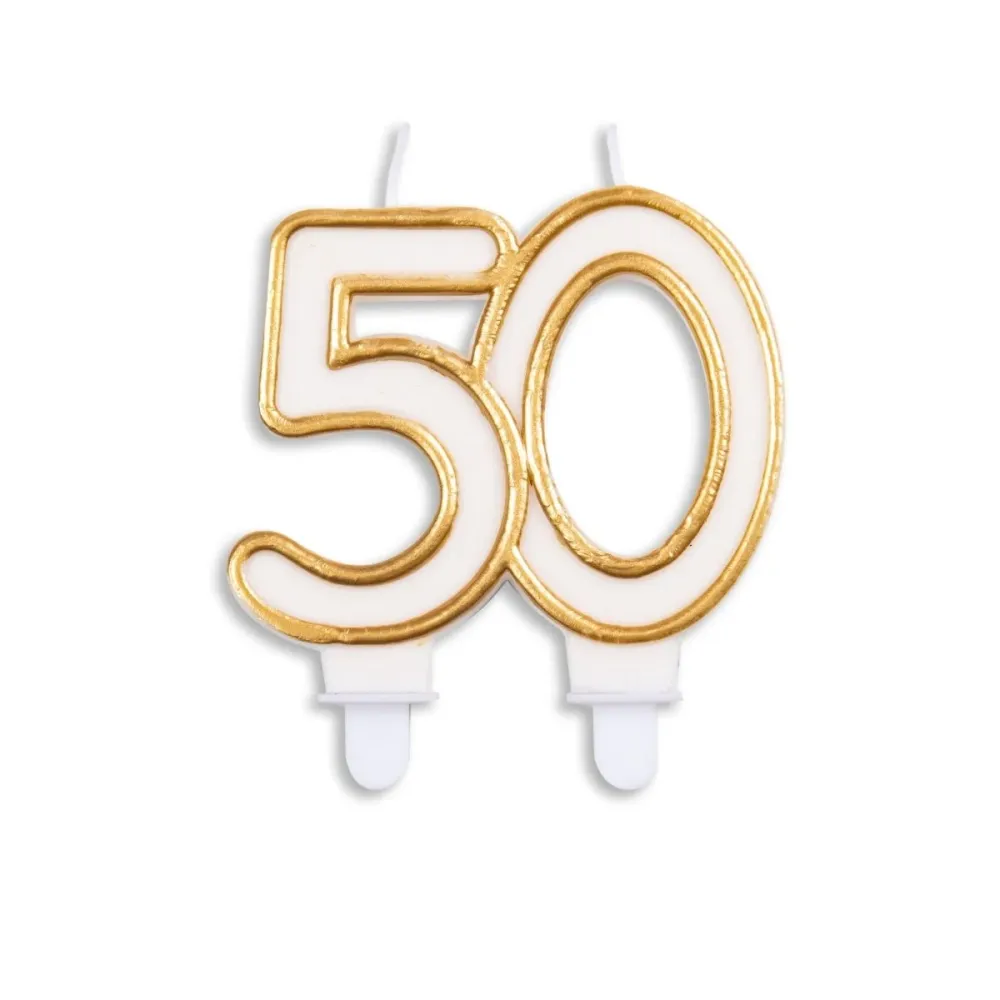 Kynttilä 50 vuotta kultainen 7cm