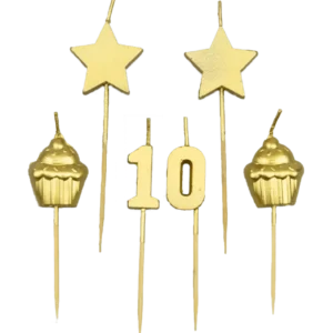 Kynttilät 10 vuotta Cupcake Gold 17,5cm