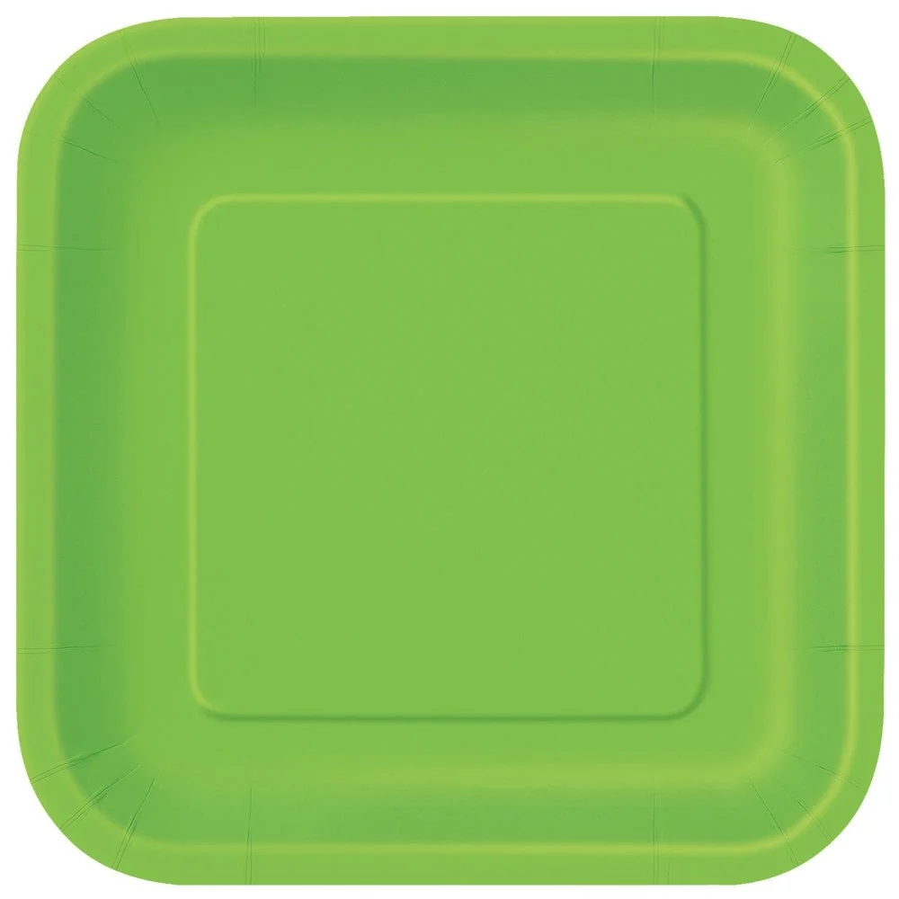 Lautaset neliö Lime Green 23cm 14kpl