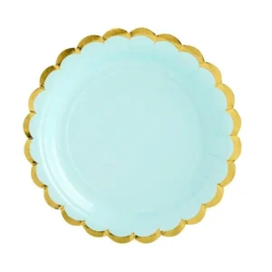 Mintunvihreät lautaset pahvi kulta 18cm 6kpl