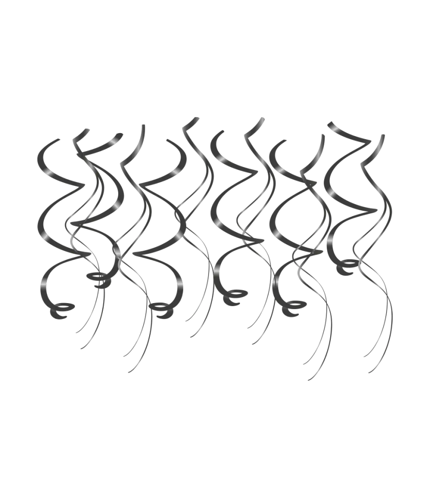 Musta roikkuu koristelu Swirls 12kpl