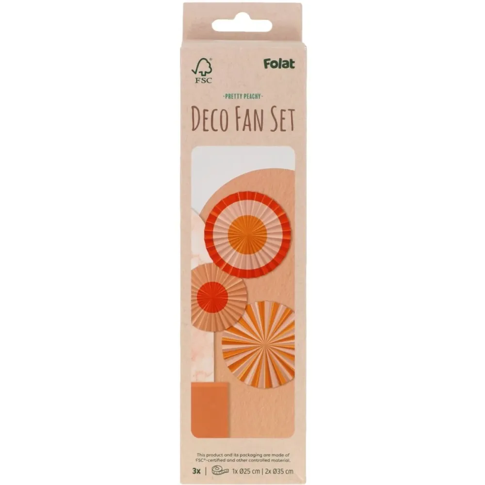 Oranssi paperiviuhka 35cm 3kpl