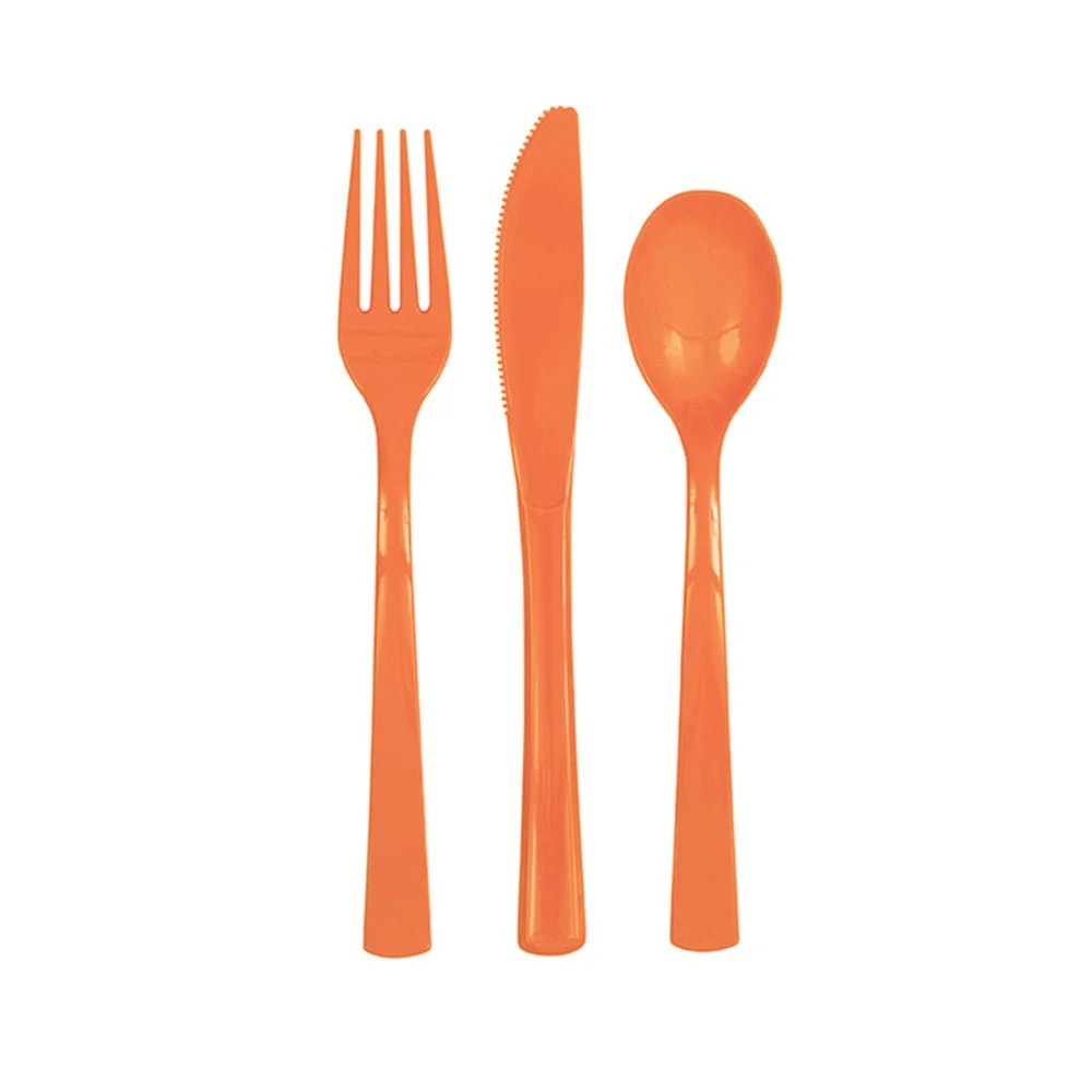 Oranssit ruokailuvälineet 18 kpl