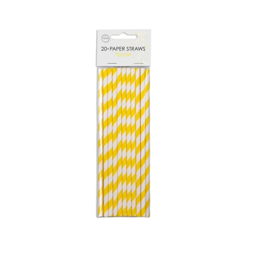 Paperipillit keltainen raidallinen 19.7cm 20kpl