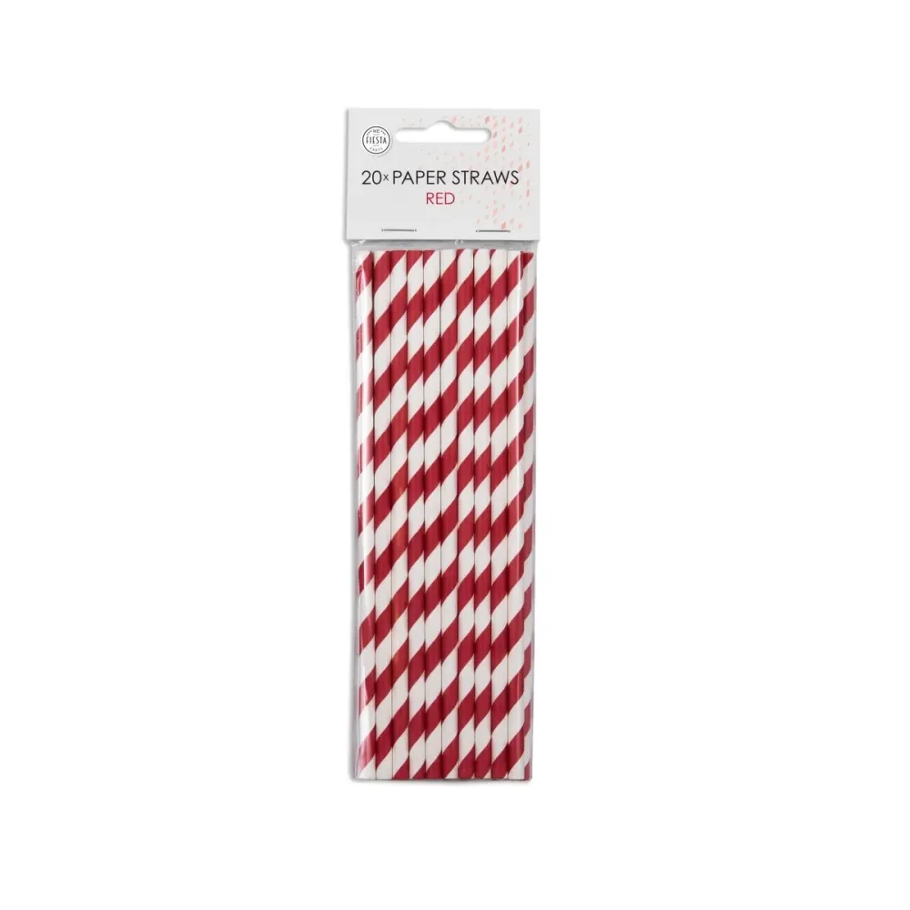Paperipillit Punaraidallinen 19.7cm 20kpl 20kpl
