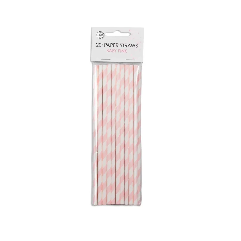 Paperipillit Vauvan vaaleanpunainen raidallinen 19.7cm 20pcs