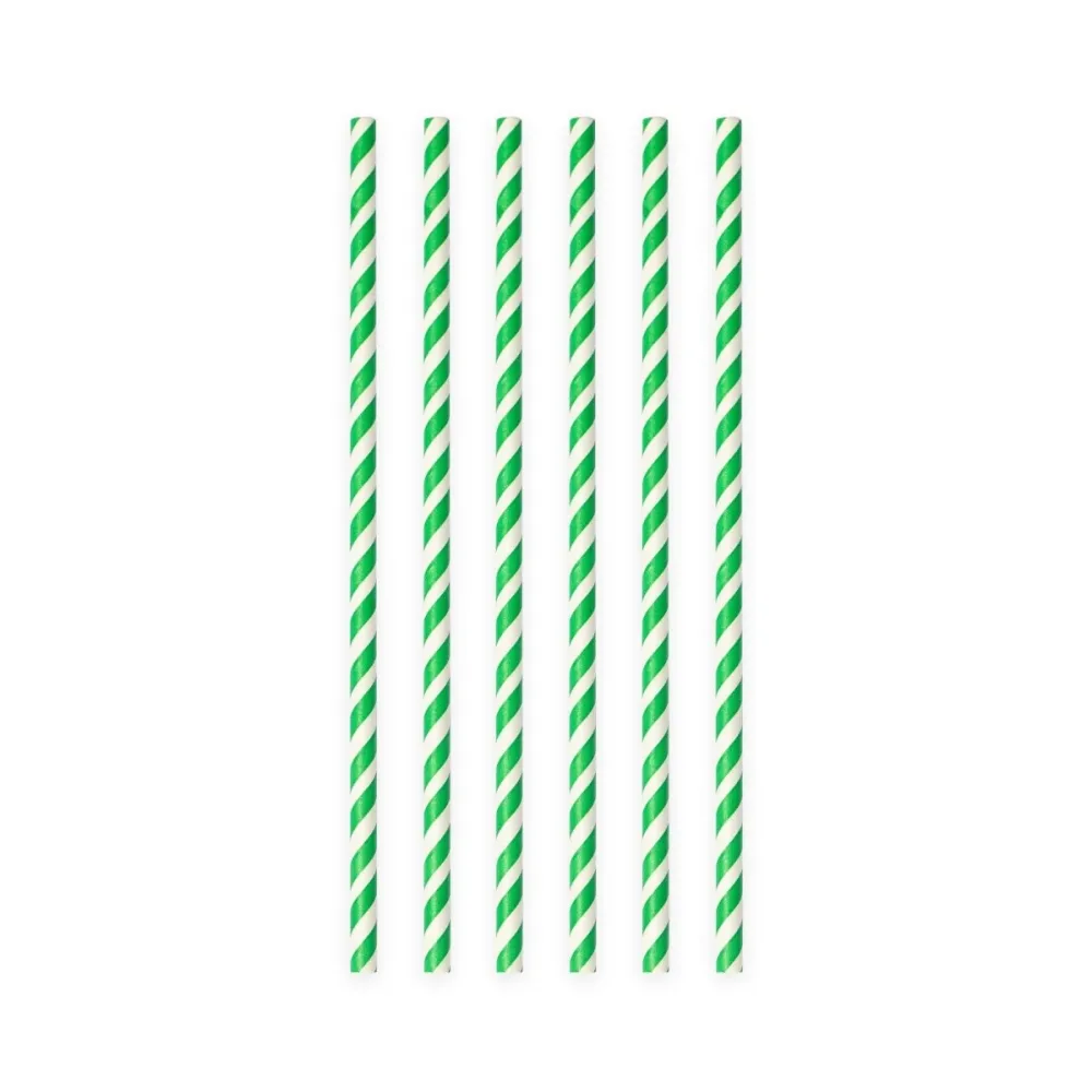 Paperipillit Vihreä raidallinen 19.7cm 20kpl