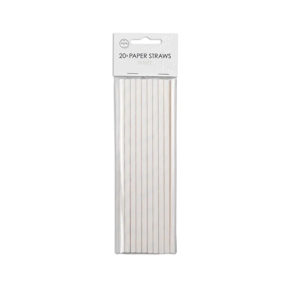 Paperiset valkoiset oljet 19.7cm 20kpl
