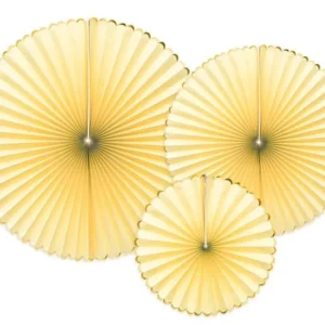 Paperituulettimet vaalea keltakultainen setti 23-40cm 3 kpl