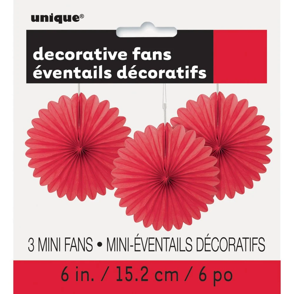 Paperiviuhkat Punainen 15cm 3kpl