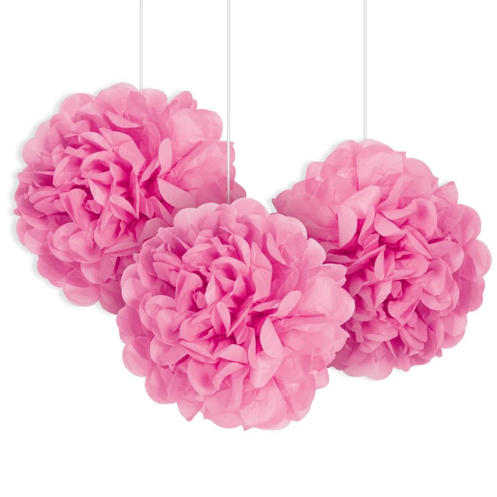 Pompon vaaleanpunainen 20cm 3kpl