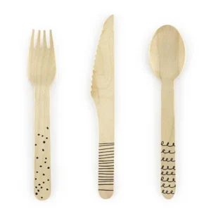 Puiset ruokailuvälineet Musta 16cm 18 kpl