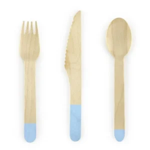 Puiset ruokailuvälineet vaaleansininen 16cm 18 kpl