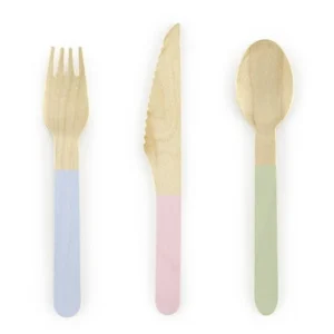Puiset ruokailuvälineet värillinen pastelli 16cm 18 kpl