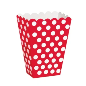 Punaiset popcorn kulhot valkoiset pisteet 13.7cm 8kpl 8kpl