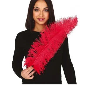 Punaiset strutsin höyhenet 50cm 12kpl