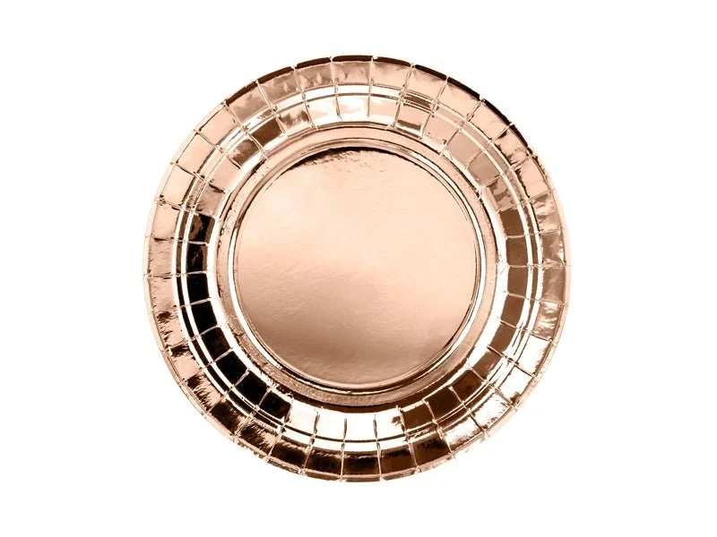 Ruusukultaiset lautaset pahvi 18cm 6kpl