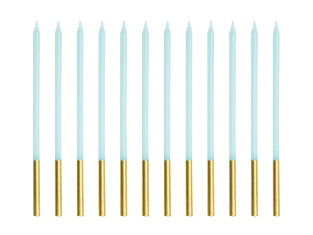 Sininen kultainen kynttilä 14cm 12kpl