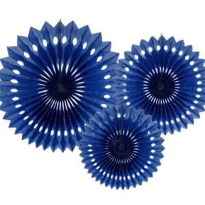 Tummansiniset paperiviuhkat 20cm 3kpl