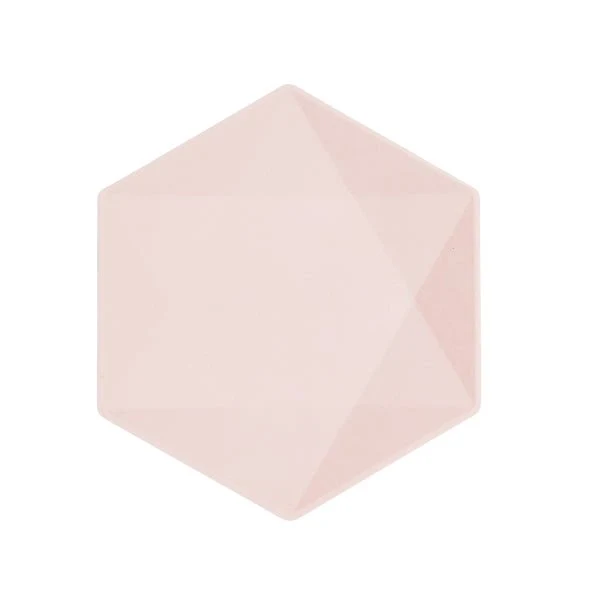 Vaaleanpunaiset lautaset kuusikulmio 20.8cm 6kpl