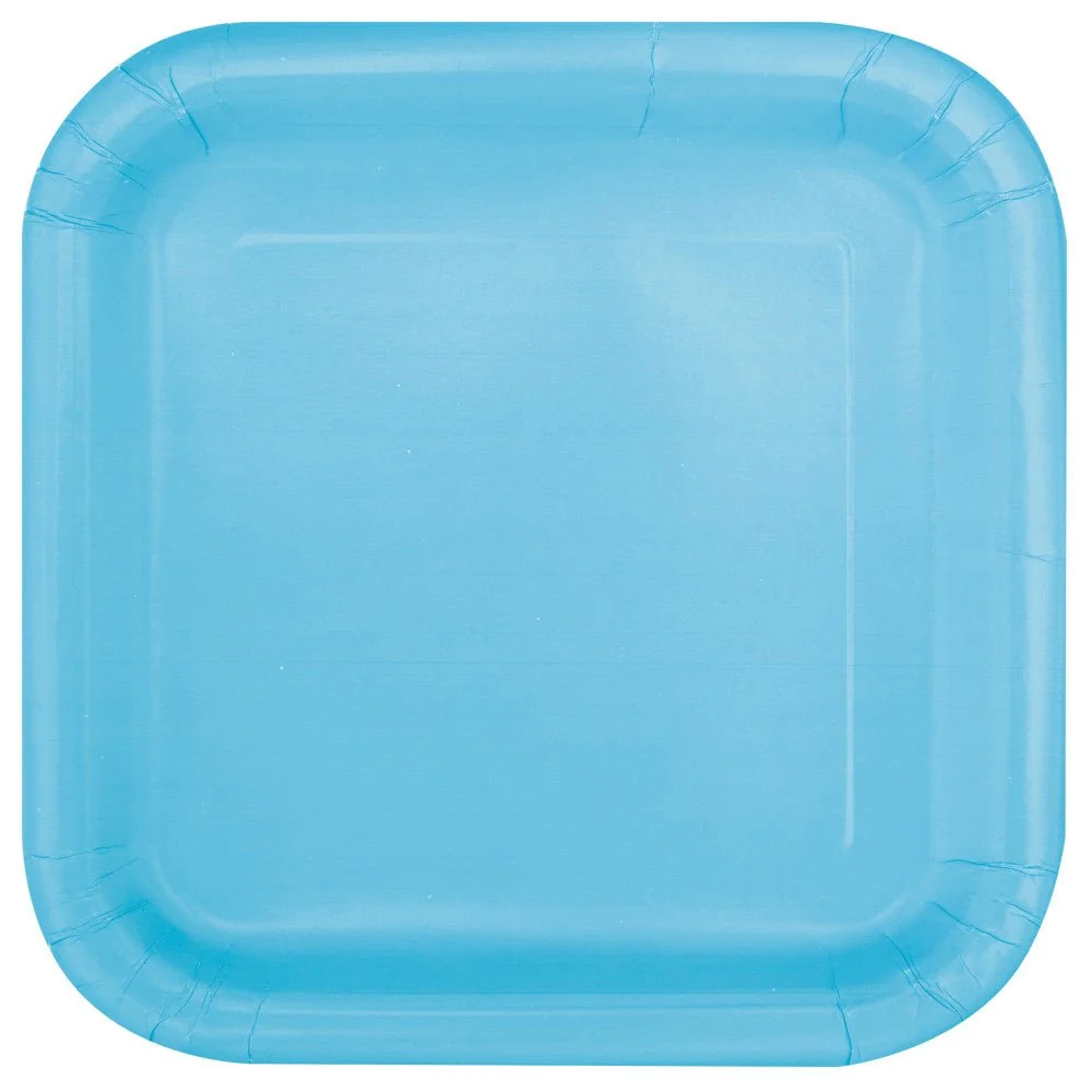 Vaaleansiniset lautaset neliö 17.5cm 16kpl