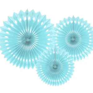 Vaaleansiniset paperiviuhkat 20cm 3kpl