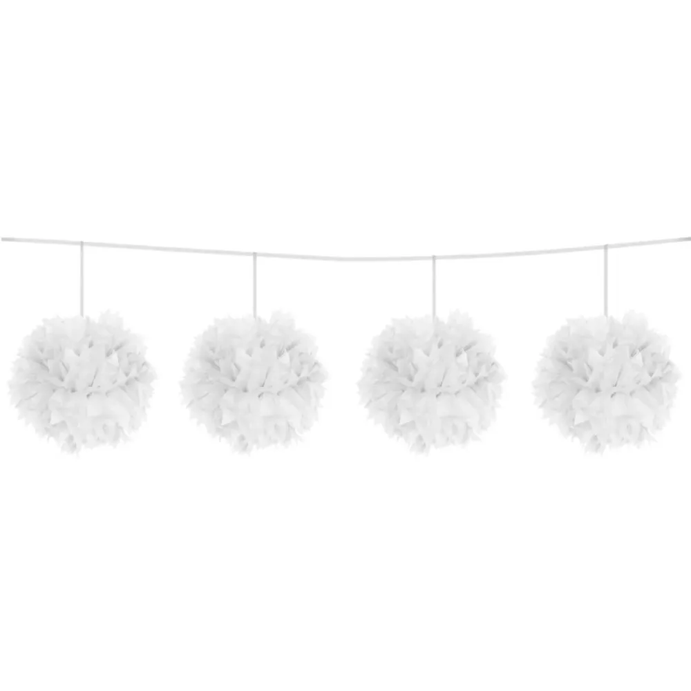 Valkoinen kranssinipun pompon 12cm 3m