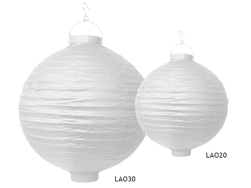 Valkoinen lyhty pyöreä valolla 20cm