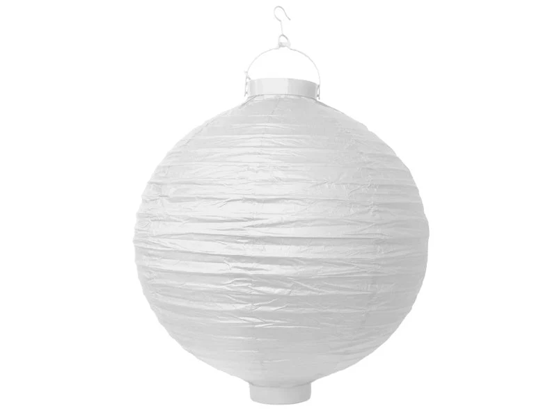 Valkoinen lyhty pyöreä valolla 30cm