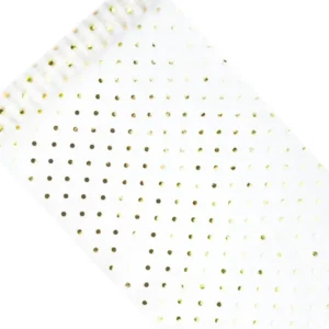 Valkoinen Organza kangas Gold Dots 36cm 9m