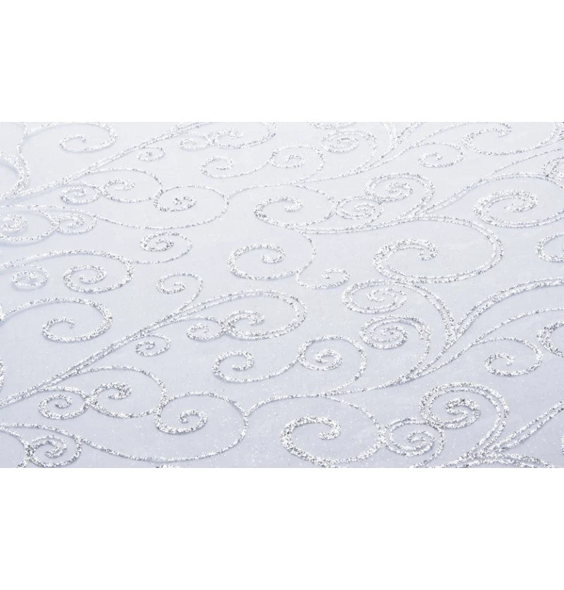 Valkoinen pöytäjuoksija Glitter 5M 36cm
