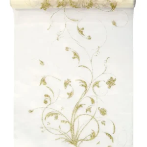 Vanilja Creme Organza kangas kultakukat 36cm 9m 9cm