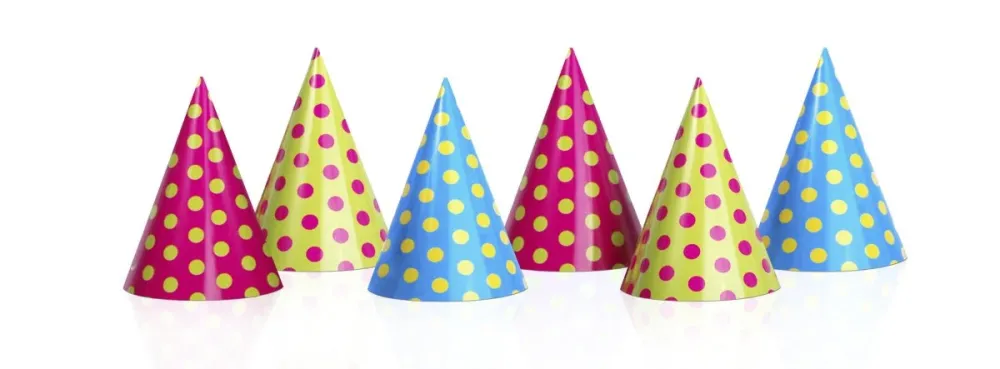 Värilliset juhlahatut Dots 16cm 6kpl 6kpl