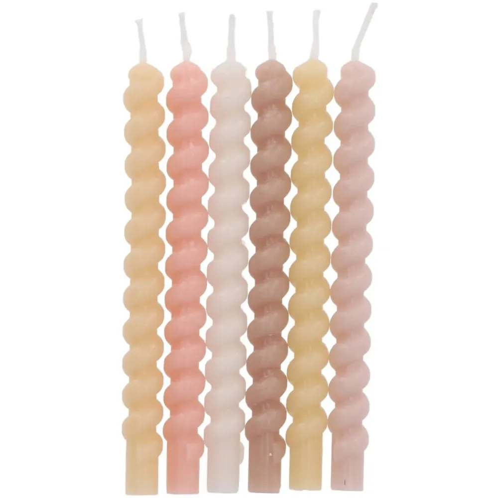 Värilliset kynttilät Pastel Twisted 6kpl