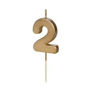 2 vuoden kynttilä Kulta 4.5cm