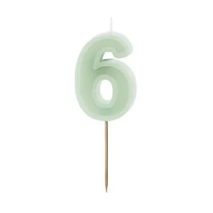 6 vuoden kynttilä mintunvihreä 10cm