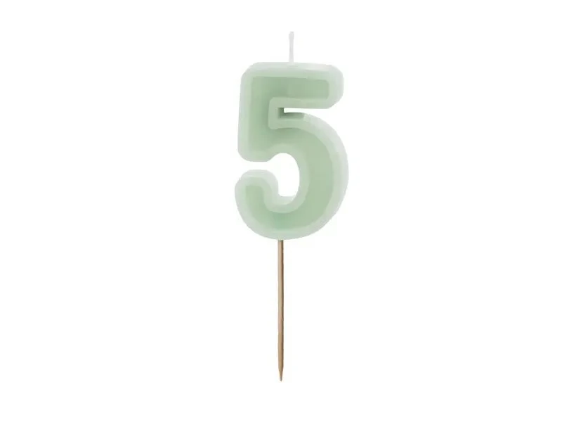 5 vuoden kynttilä mintunvihreä 10cm